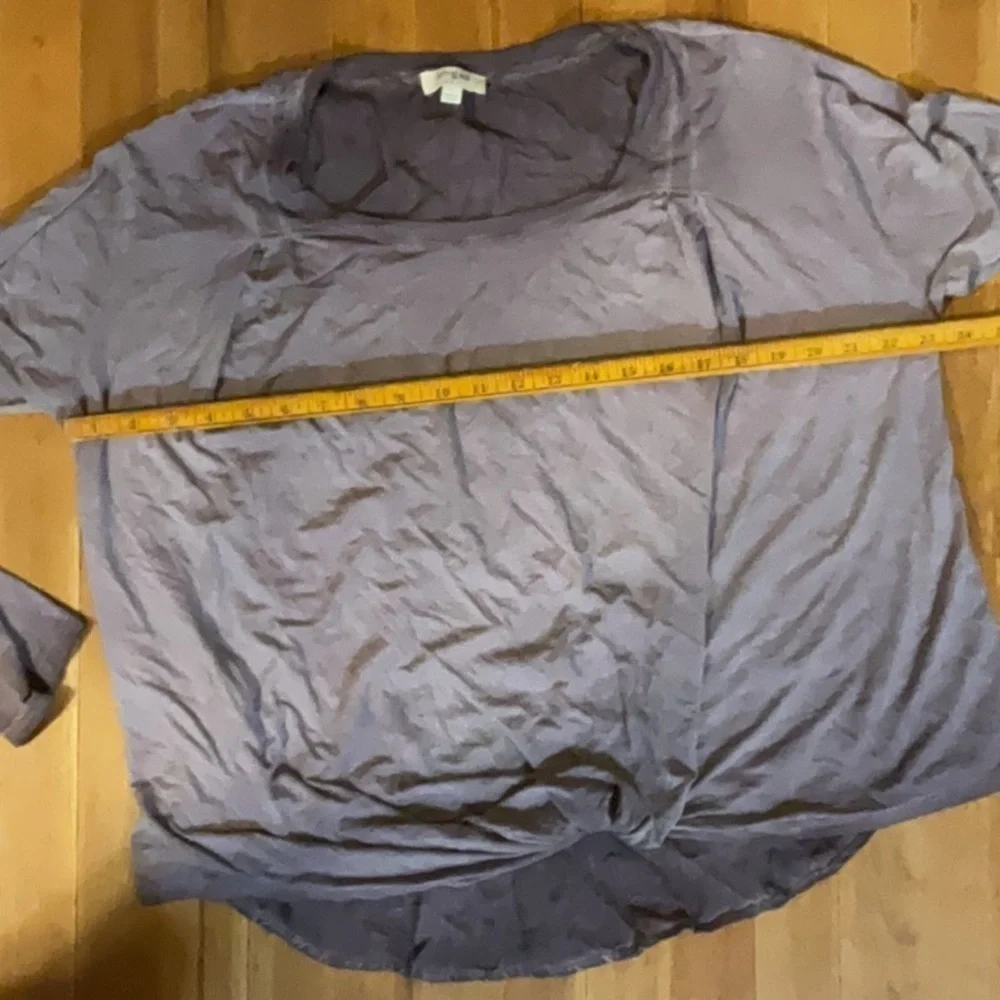 Umgee Mineral Wash Long Sleeve Pullover, Twist Front, Light Purple Top
